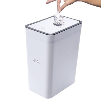 Prullenbak - Afvalemmer - Badkamer Keuken Kantoor - Drukdeksel Hondbestendig - 10 Liter - Zwart