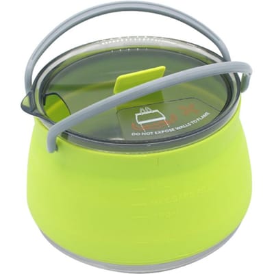 Marmite de camping 1 L avec fond en acier inoxydable et bouilloire de camping en silicone pour l'extérieur, excellent cadeau pour les voyages, les pique-niques et la randonnée verte fluorescente