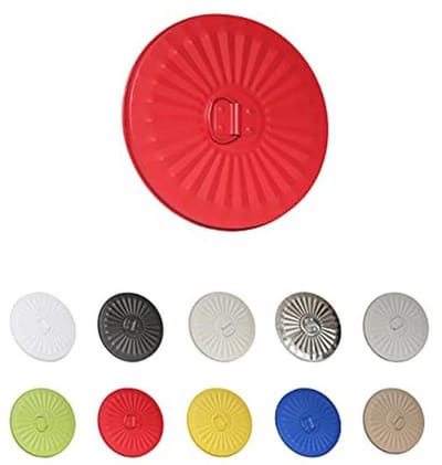 Vintage metalen afvalemmer deksel S - Rood met handvat - 21 cm diameter - 7 liter