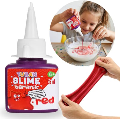 TUBAN Rode kleurstof voor het kleuren van klei en andere knutselmaterialen, vloeibare kleurstof voor SLIME 35 ml 6+
