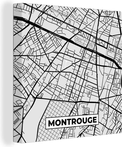 Canvas Schilderij Frankrijk - Montrouge - Stadskaart - Plattegrond - Kaart - 20x20 cm - Wanddecoratie