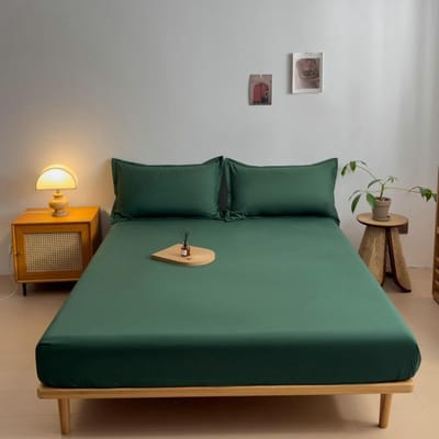 Hoeslaken Warm - Bedlaken Spanner - Comfortabele Nachtrust - Ademend Zacht Katoen - 140 x 200 cm - Effen Groen