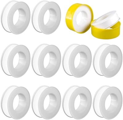 Set van 10 PTFE Draadafdichtingstape, Waterdichte Teflon Tape voor Sanitair, 15mm x 0.08mm x 15m, Ideaal voor Kranen, Afvoeren en Ventielen