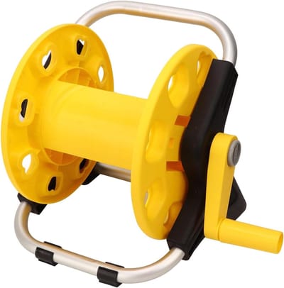 Garden Hose Reel, Durable Aluminum Hose Reel, Easy To Use, Stable with Non-slip Rubber, Portable Garden Hose Holder Outdoor Water Hose Reel Holds 20M