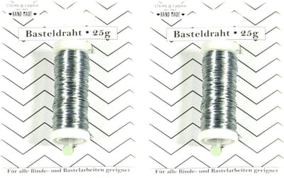 Stern Fabrik Binddraad/wikkeldraad - 2x rolletjes - zilver - 50 m x 0,35 mm - hobbydraad/bloemendraad