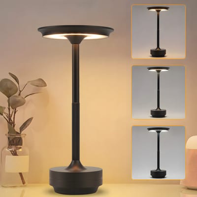 NETTLIFE Tafellamp LED - met USB-Oplaadbaar - Nachtlampje - Draadloos - Touch Dimbare - Nachtlamp Slaapkamer – H 27cm - voor Woonkamer | Slaapkamer - zwart