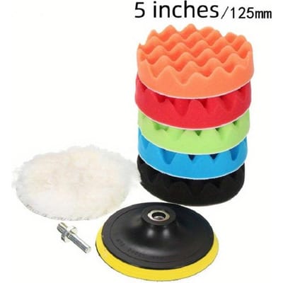 5 Inch Auto Polijstschijven 8 stuks/set Zelfklevende Polijst Wax Spons Wiel Polijstpad voor Autopoetsmachine Booradapter 5 Inches orange