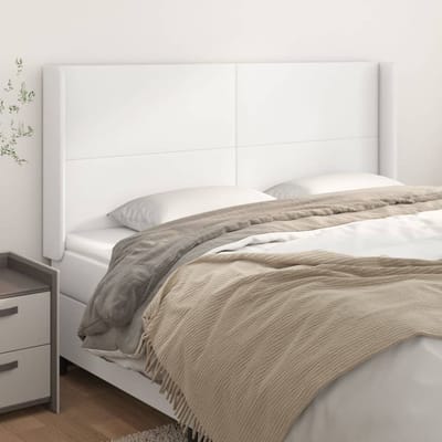 vidaXL - Hoofdbord - met - randen - 163x16x118/128 - cm - kunstleer - wit