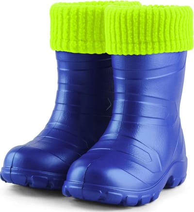 Ladeheid Kinder Regenlaarzen - Rubber - met Binnenschoen - EVA - Wasbare Binnenschoen - LA-LMG-845-AspenKids - Blauw2727c/Geel - 25