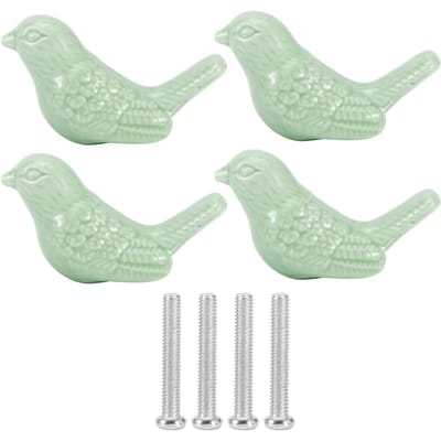 4 Stuks Vogelvorm Keramische Knoppen DIY Deur Lade Kast Trekhandvat Meubelaccessoires Groen groen