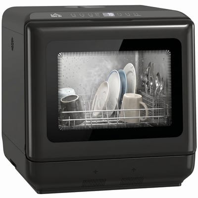 Tafelmodel vaatwasser zwart - 5 wasprogramma's - 6 liter watertank - 4 couverts - Zwart