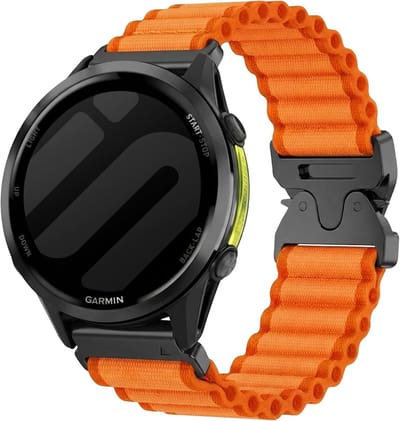 Strap-it Nylon bandje 'Outdoor' geschikt voor Garmin Fenix 9 (Pro) 47mm - Fenix 8 (Pro-E-47mm) - Fenix 7 (Solar-Pro) - 6 (Solar-Pro) - Fenix 5 (Plus) / Forerunner 970 - 965 - 955 - 945 - 935 - 745 / Quatix 8 - 7 - 6 - 5 - Oranje