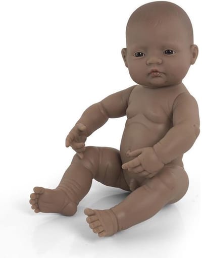 ML Poppen: BABYPOP LATIJNS-AMERIKAANSE JONGEN 40cm, met vanillegeur, waterdicht, anatomisch correct, in vinyl. Made in Spain, 10m+