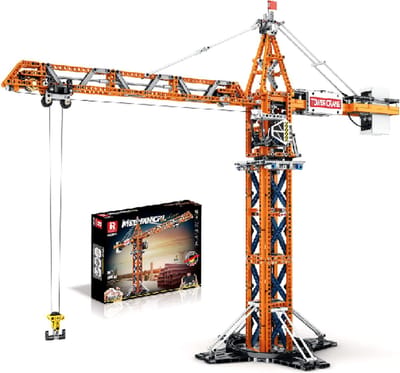 Reobrix 22013 - Torenkraan - Kraan - Hijskraan - Oranje - 1288 Onderdelen - compatibel met Mould King