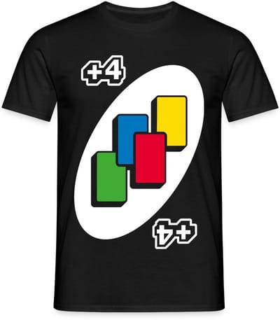 UNO +4 Kaart Kostuum Neem-4 T-Shirt Heren