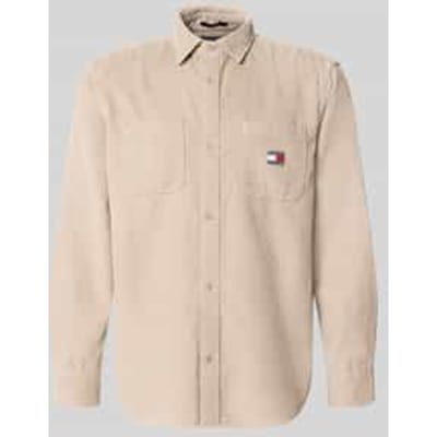 Regular fit corduroy overhemd met logopatch