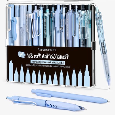 Set van 14 Pastel Gel Inktpennen en 12 Zwarte Inktpennen met 2 Markers, Perfect voor Notities en Creatief Schrijven, 0.5mm Fijne Punt, Aesthetic en Soepele Schrijfervaring voor School en Kantoor