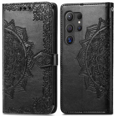imoshion Hoesje - Geschikt voor Samsung Galaxy S24 Ultra - Mandala Bookcase - Zwart