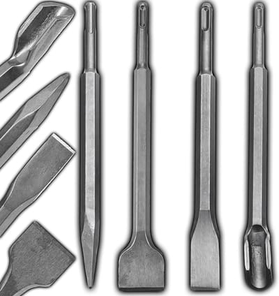 SDS Plus Beitelset - Boorhamer Beitels - Bouw en Renovatie - 4-delige Set - 250 mm - Metaal