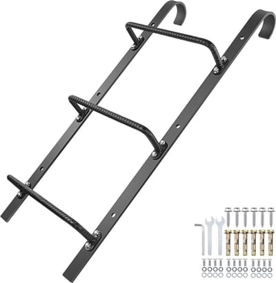 3-rings Raamput Ladder - Zware Stalen Brandontsnappingsladder voor Kelderuitgang - Wandgemonteerde Ladder 34 inch Lx17,9 W - Zwart