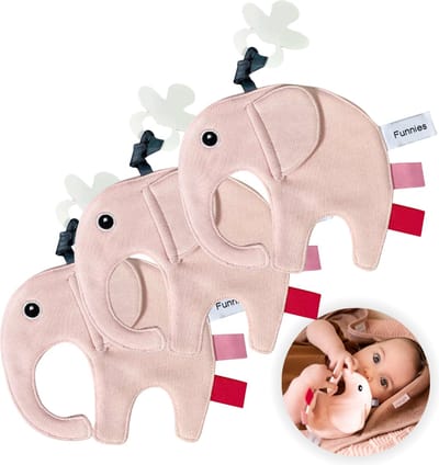 Funnies Speendoekje Ollie 3-Pack Blush - Set van 3 Zachte Speendoekjes - Knuffeldoekjes - Speenknuffels - 15x14 cm - Zacht en Comfortabel Doekje om de Speen aan te Bevestigen - Ideaal voor Troost en Gemak bij Baby’s