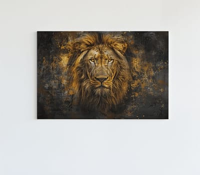 Canvas Schilderij - Wilde Dier - Leeuw op canvas - 60x40x2 cm