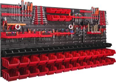 Stapelboxen Wandrek 173 x 78 cm - Werkplaatsrek voor Gereedschap en Opslag