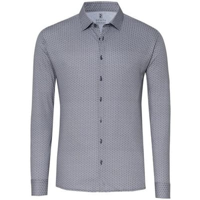 Desoto Overhemd Minimal Triangle Hexagon Pattern Zwart-Lichtgrijs / male