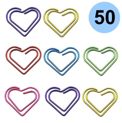 Fako Bijoux® - 50x Clip Hart Mix - Sluitclip - Paperclip - Papierklem - Cadeauverpakking - Trouwen - Geboorte - Assorti Kleuren - 50 Stuks