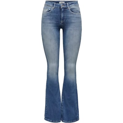 Only blauwe dames jeans   Blush   Regular waist   Stonewash wassing   Flared fit   5-Pocket zakken   Knoop- en ritssluiting   Regular waist Blauw M/32