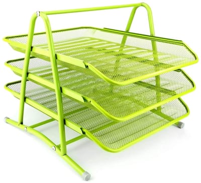 Dailygoods- Opbergvak Bureau-organizer - 3 Laden - Documentenlade - Mesh - Robuust Metaal - Afmetingen 205 x 103 x 98 mm - Documentenorganizer