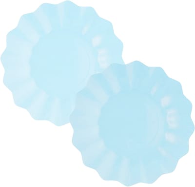 Givi Italia Feestbordjes - schulprand - 16x - baby blauw - rond - papier/karton - 27cm - duurzaam - wegwerpbordjes - babyshower- kinderfeestje