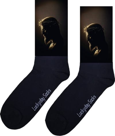 Jezus - Verjaardag cadeau - Grappige sokken - Geloof - God - Volgers - Leuke sokken voor heren en dames - Moederdag - Vaderdag - Cadeau voor hem en haar - Kerstcadeau - Doorn krans - Vrolijke sokken - Valentijns cadeau - Maat 37-44