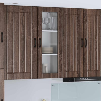 vidaXL - Wandglas - Kasten - LUCCA - Bruin - eiken - 40 - x - 31 - x - 100 - cm - Bewerkt - hout