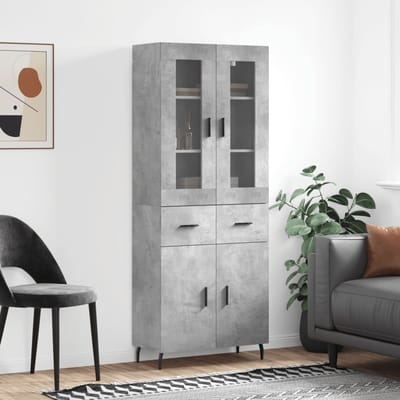 vidaXL - Hoge - kast - 69,5x34x180 - cm - bewerkt - hout - betongrijs