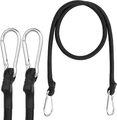Spanrubber met Karabijnhaak - Bagagespanner Elastisch Koord - Bagage Bevestigen - Extra Sterk Dubbelgevlochten Touw - 100 cm - Zwart