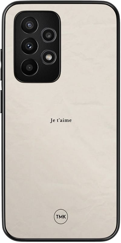 Hoesje geschikt voor Samsung Galaxy A53 - Je t'aime - Zwart - TPU case - Bloemen - Hardcase zwart telefoonhoesje