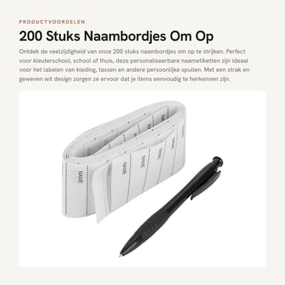 Dailygoods- Naametiketten 200 Stuks - Geweven - Personaliseerbaar - Beschrijfbaar - Voor Kleuterschool - Duurzaam Materiaal - Etiketten