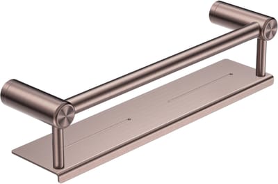 Owen & Finch RVS Care Planchet | Wandplank | met Leuning 450mm | Geborsteld Satijn Brons | Brushed Satin Bronze | Rosé Gold (PVD) | Geschikt Voor Mindervaliden Sanitaire Ruimtes