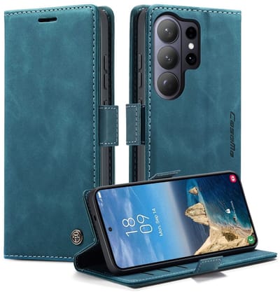 CaseMe 013 Hoesje Geschikt voor Samsung Galaxy S26 Ultra - Book Case met Standaard - Portemonnee Beschermhoes - Pasjeshouder voor Twee Pasjes - Blauw