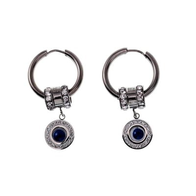 Lange Oorbellen Dames - Gepolijst RVS - ∅20mm Oorringen met Turks Oog Hanger