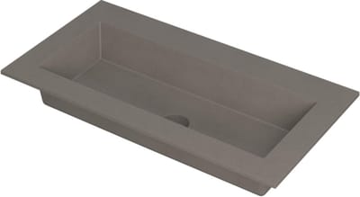 INK Kraft wastafel quartz enkele bak zonder kraangat 90x45x1cm, quartz beton