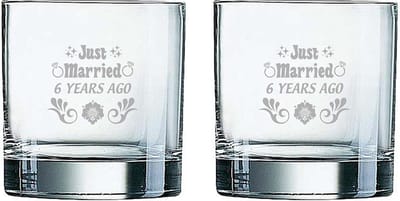 Gegraveerde set Whiskeyglazen 38cl Just Married 6 years ago