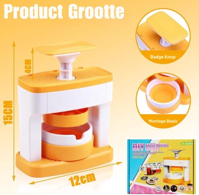 RONN® Button Maker 55mm – Button Machine – Badge Maker – Buttons Zelf Maken – Geel - ‎12cm x 12cm x 15cm
