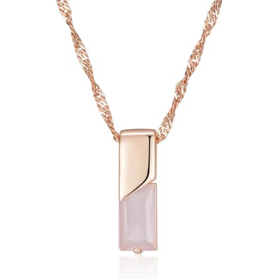 Collier Pendentif Carré Zircon Naturel Rose Pour Femmes Couleur Or Rose Accessoires Exquis Bijoux Fins Quotidien beige