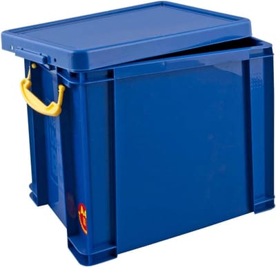 Opbergbox Met Deksel - Kunststof Bak - Thuis Organiseren - Stapelbaar UV Bestendig - 19 Liter Inhoud - Blauw