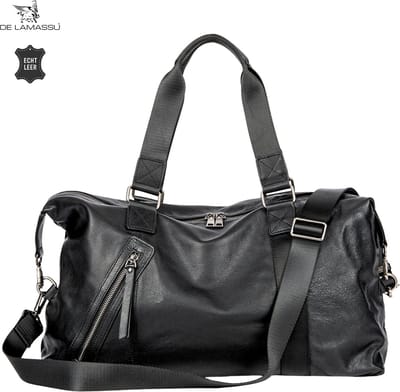 DE LAMASSU® Leren Weekendtas - Reistas Dames en Heren - 35 Liter - Echt Leer - Sporttas - Handbagage Tas - Schoudertas - 50 x 25 x 28 cm