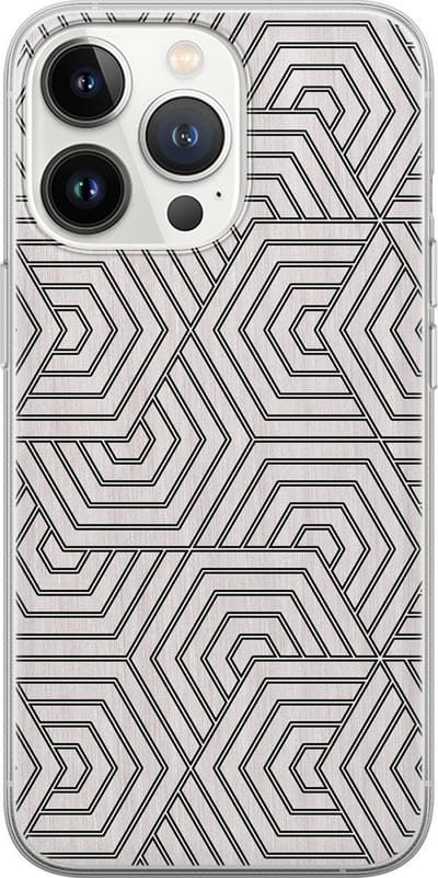 Leuke Telefoonhoesjes - Hoesje geschikt voor iPhone 13 Pro - Geometrisch - Soft case - TPU - Print / Illustratie - Grijs
