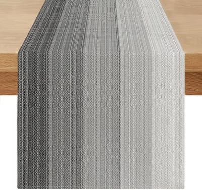 Tafelloper, grijs, outdoor, lente, zomer, 40 x 100 cm, modern, vintage, linnenlook, afwasbaar, tafelloper, landhuisstijl, tuintafel, decoratie voor eetkamer, keukentafel, feest, vakantie