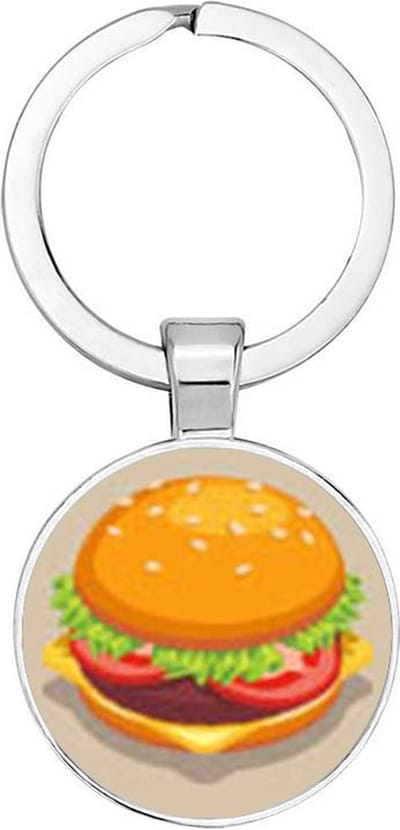 Akyol - Hamburger Sleutelhanger - hamburger - iemand die houdt van hamburgers - leuke cadeau voor een hamburger liefhebber - verjaardagscadeau - kado - gift - geschenk - 2,5 x 2,5 CM